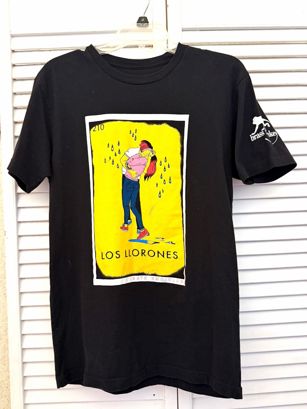 Los Llorones SA TX Emo Club Brass Monkey Graphic Tee - Loteria card